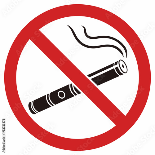 No smoking sign with electronic cigarette and smoke graphic a prohibition symbol for e cigarettes indicating no vaporizing allowed in public spaces