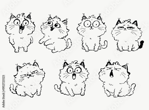 Hand drawn cat doodle in charcoal crayon sketch style. aesthetic, scrapbook diary sticker vector illustration