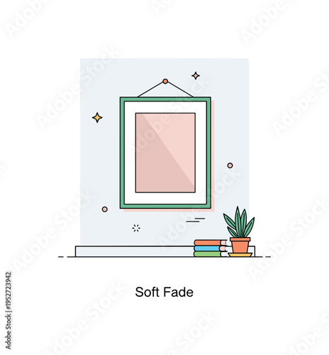 Faded poster frame minimal interior decor scene with a simple wall and lightly discolored framed sheet, expressing quiet atmosphere and subtle design