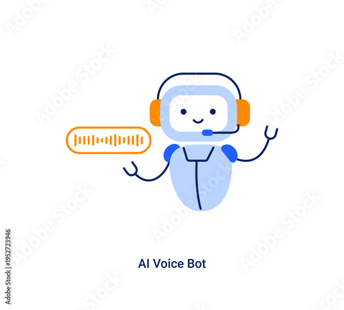 AI voice assistant. Chatbot recognizing speech and answering questions. Voice control concept. Vector flat illustration isolated on a white background.