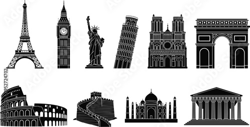 Rose silhouettes with blooms and full stems, vector illustration of floral designs for botanical studies, romantic art, gardening, and decorative design concepts