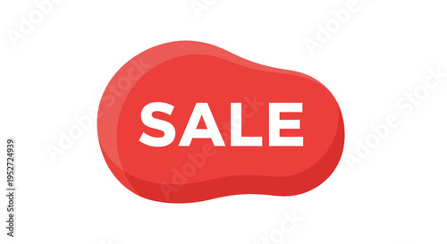 A red blob-shaped sticker or label with the word "SALE" in white capital letters, indicating a discount or promotion.
