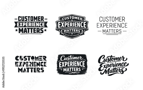 Customer Experience Matters. Set lettering. harmonious lettering variations of the same emblematic concept, each with different artistic interpretation (Blocky