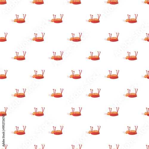 Cartoon dead cockroach showing abdomen up as repetitive seamless pattern