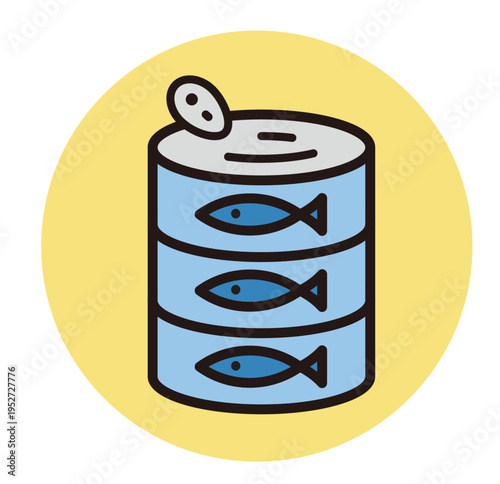 缶詰のアイコン。ツナや鯖などの魚のカンヅメ。Canned food icon.