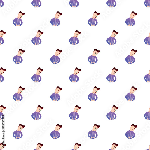 Cartoon man holding his cheek feeling toothache, forming a repeating seamless pattern