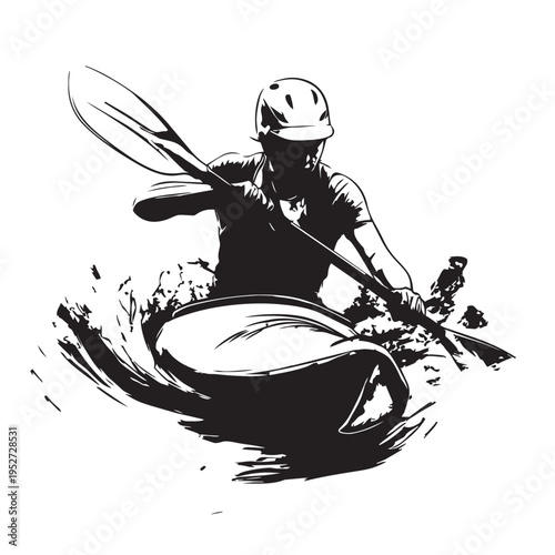 vector illustration of a kayak athlete