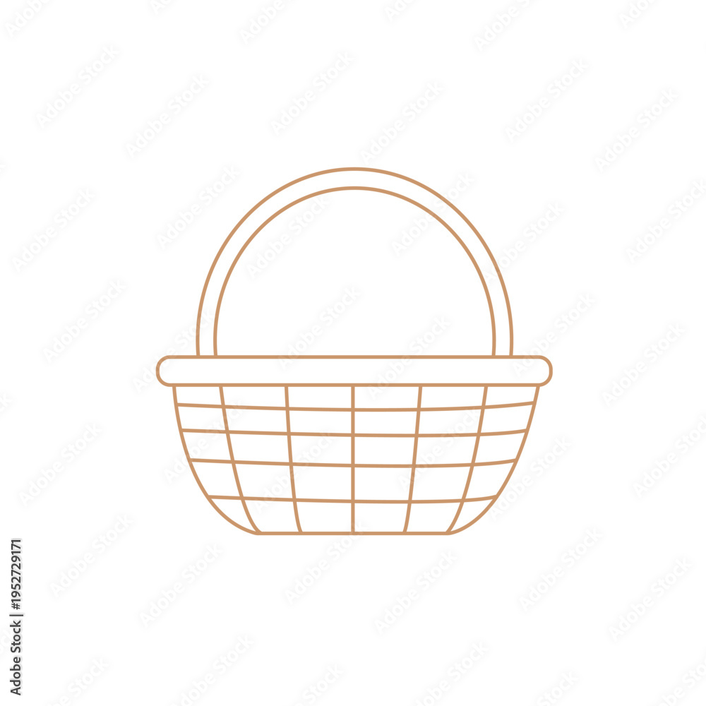 Fototapeta premium Minimalist Basket Line Art Illustration