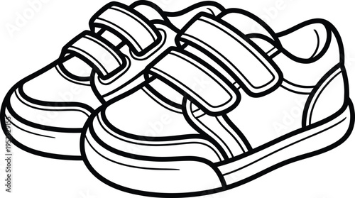 Black and White Kids Sneakers with Velcro Straps