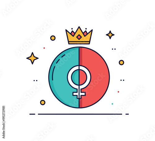 Tsardom and division symbol showing a circular emblem split into two contrasting halves beneath a royal crown. The composition suggests political separation