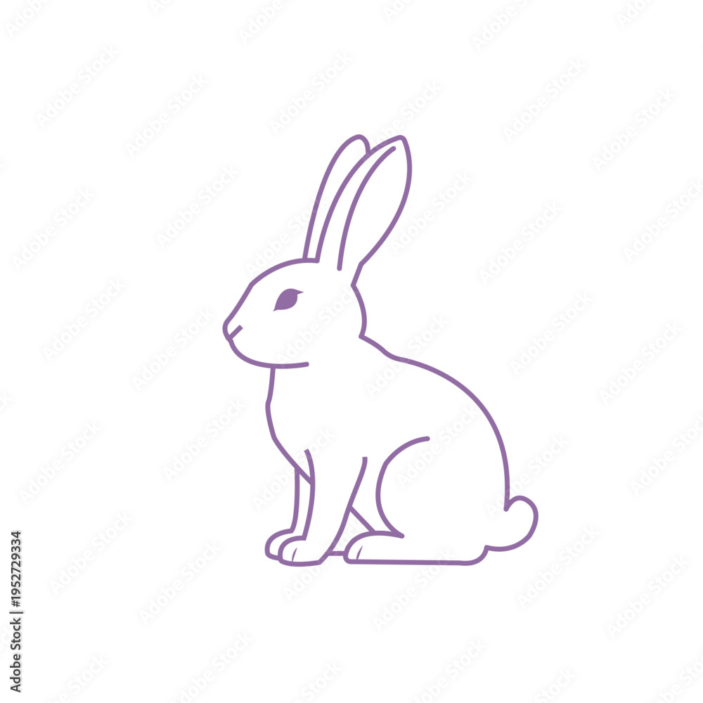 Obraz premium Minimalist Rabbit Line Art Illustration