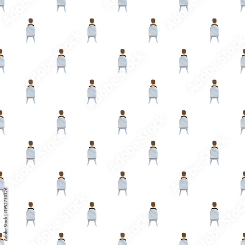 Abstracted people sitting on chairs from behind creating a repeating pattern