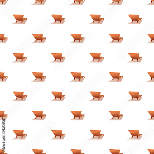Repeating orange beach chair pattern creating a background for summer holidays