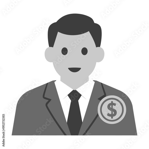 Vector of a businessman wearing a suit with a dollar sign on the lapel