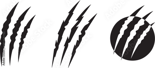 Animal claw marks collection with sharp wild predator scratch effects