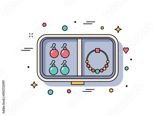 Jewelry tray travel organizer idea featuring a compact tray with separate sections holding earrings and a bracelet, expressing convenience, protection and