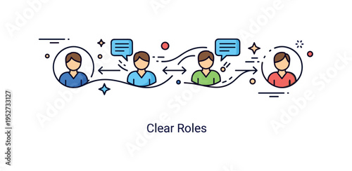 Healthy delegation productivity workflow scene featuring interconnected task icons flowing smoothly from one person icon to another, representing efficient