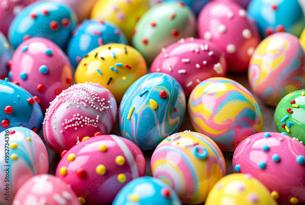 Fototapeta premium Assortment of Colorful and Patterned Easter Eggs