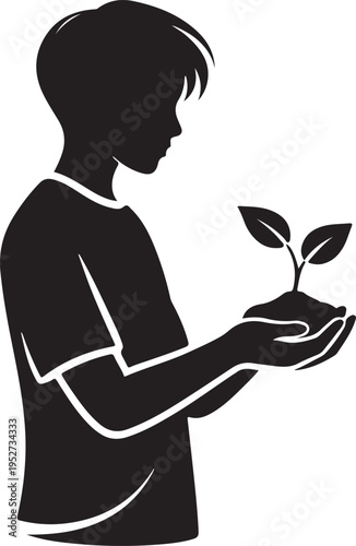 A woman works on a laptop surrounded by icons representing communication and innovative ideas