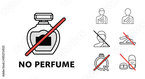No Perfume Sign with Associated Icons.