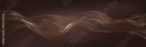 Abstract vector background. Elegant background for business presentations. Lines, point, dots, plane in 3D space.Cryptocurrency fintech network blockchain and programming concept. Brown waves backgrou