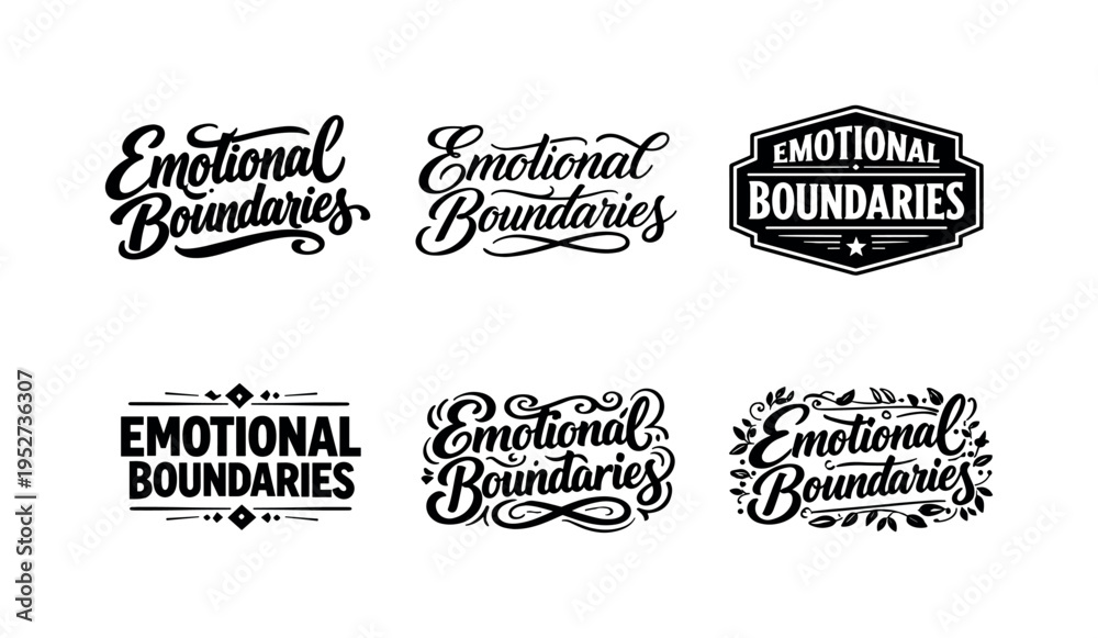 Obraz premium Emotional Boundaries. Set lettering. harmonious lettering variations of the same emblematic concept, each with different artistic interpretation