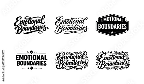 Emotional Boundaries. Set lettering. harmonious lettering variations of the same emblematic concept, each with different artistic interpretation