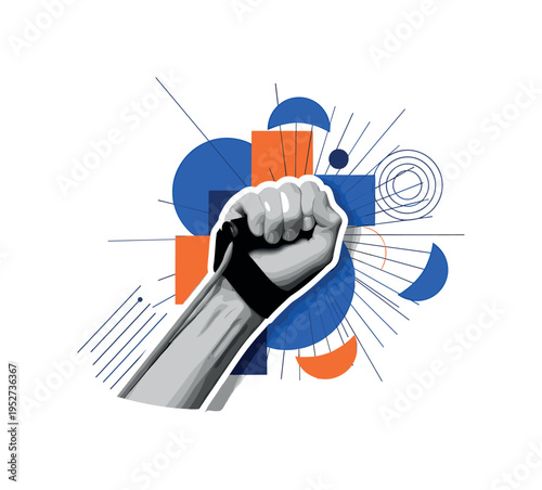 Modern graphic collage of a retro black-and-white human profile with highlighted spine, cylindrical shapes aligned along the back symbolizing support and