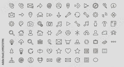 Basic universal icon set clean outline
