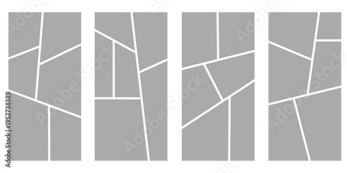 Set of collage grid manga comic storyboard layout panel blank template. Empty page frame for comic book, photo collage, poster, flyer. Vector illustration