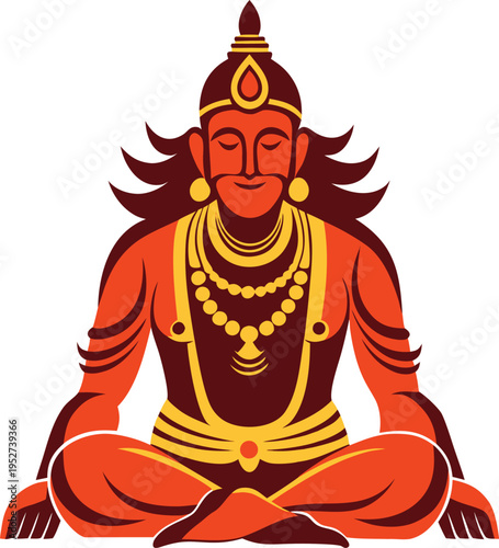 Stylized Spiritual Figure Meditating Illustration