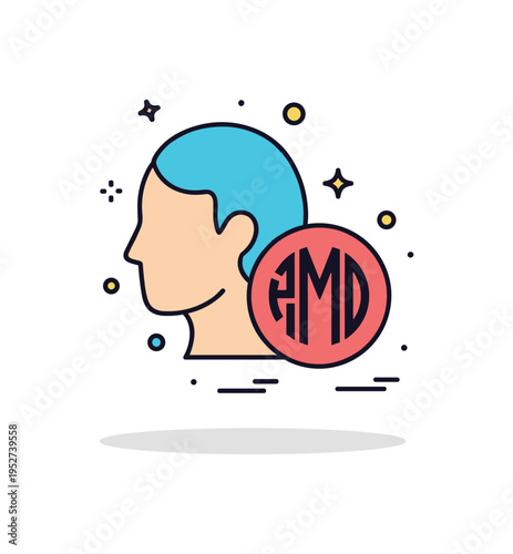 Personal brand identity symbol featuring a stylized profile silhouette combined with a monogram mark, representing individuality and professional presence. The