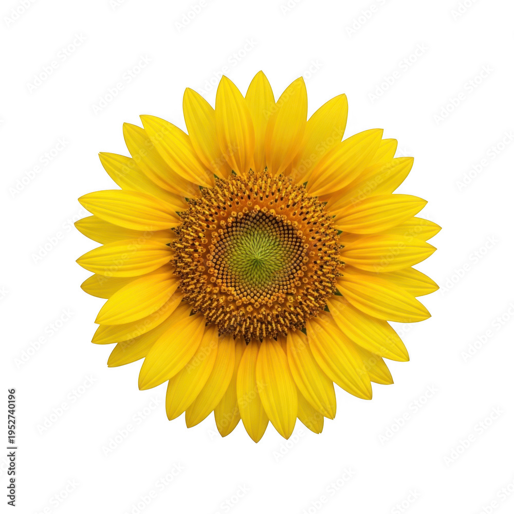 Fototapeta premium A vibrant sunflower with bright yellow petals and a dark brown center. isolated on transparent background