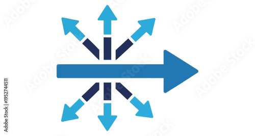 Blue Arrows Radiating Outward From Center Concept Vector