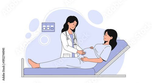 Doctor examines pregnant woman in clinic, healthcare, pregnancy checkup, medical consultation