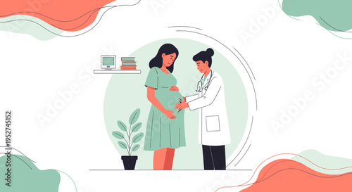 Doctor examining pregnant woman, healthcare, pregnancy checkup, medical consultation, expecting mother