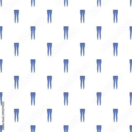 Seamless pattern of blue high waist skinny jeans on a white background