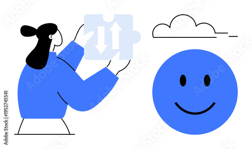 Problem-solving concept. Person holding a puzzle piece solutions and decision-making. Problem-solving for learning, collaboration, teamwork, digital interaction, and motivation