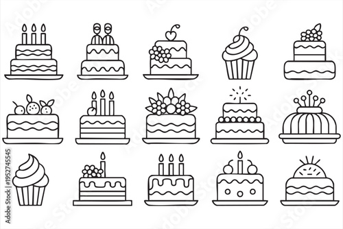 Celebration Cakes and Pastry Icon Pack for Festive Event Design
