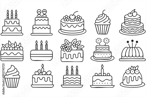 Sweet Dessert and Pastry Icons Pack for Menu and Packaging Design