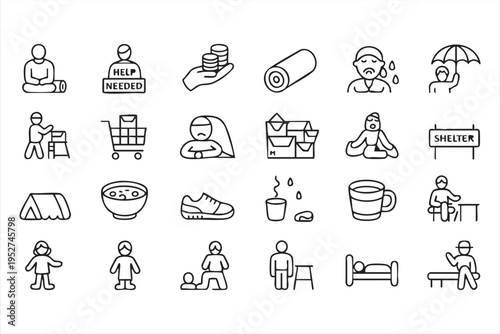 Humanitarian Support and Charity Icons Collection for Nonprofit Design