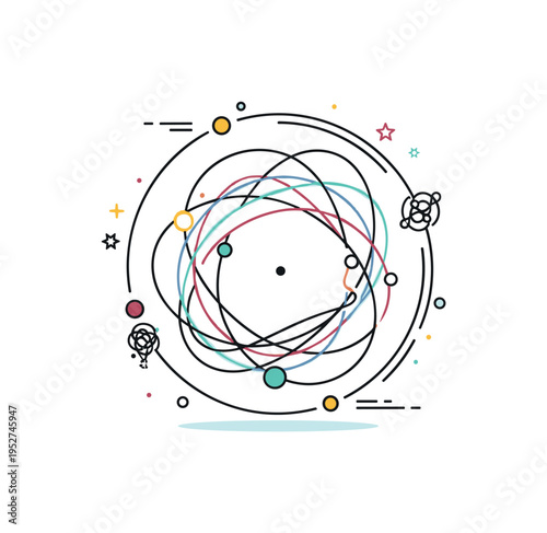 Inner chaos representation abstract tangled lines inside a simple circular frame with one small clear space in the center, symbolizing confusion and fragile