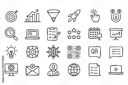 Growth Analytics and SEO Icon Collection for Marketing Campaign Design