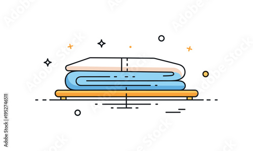 Perfectly folded stack visualization featuring a folding board aligned beneath a crisp garment with subtle alignment lines, expressing satisfaction and