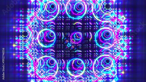 Vibrant digital neon light pattern background.