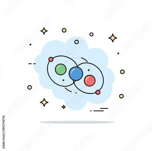 Quantum superposition state built around a single particle shown in two semi transparent positions within a subtle probability cloud, symbolizing uncertainty