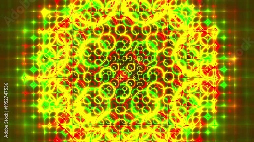 Vibrant fractal pattern with swirling shapes.