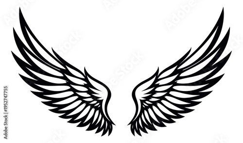 Stylized line art illustration of a pair of wings depicting freedom and flight for symbolic designs