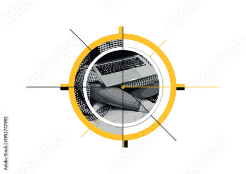 Black and white close-up of laces being tied on dance shoes, bold semicircles framing the gesture like anticipation before performance, abstract rectangular