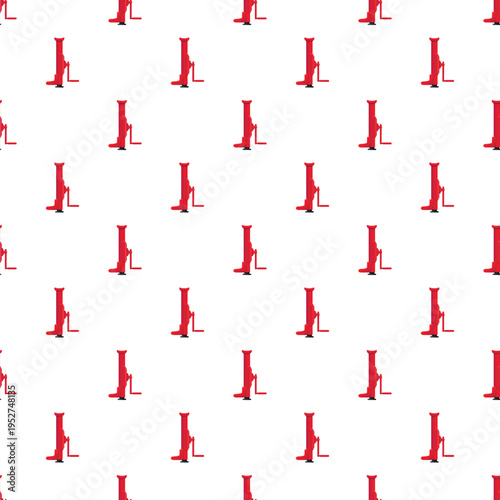 Red off road high lift jack tool creating a repeating pattern on white background